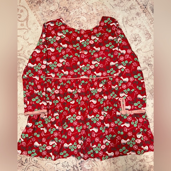 Hanna Andersson Bird & Flower Red Dress Girls Top (Size 150) - Picture 2 of 4